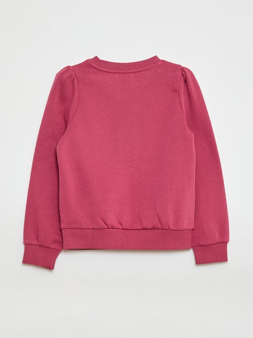 Sweatshirt em moletão com bordados e franzidos nos ombros - Kiabi