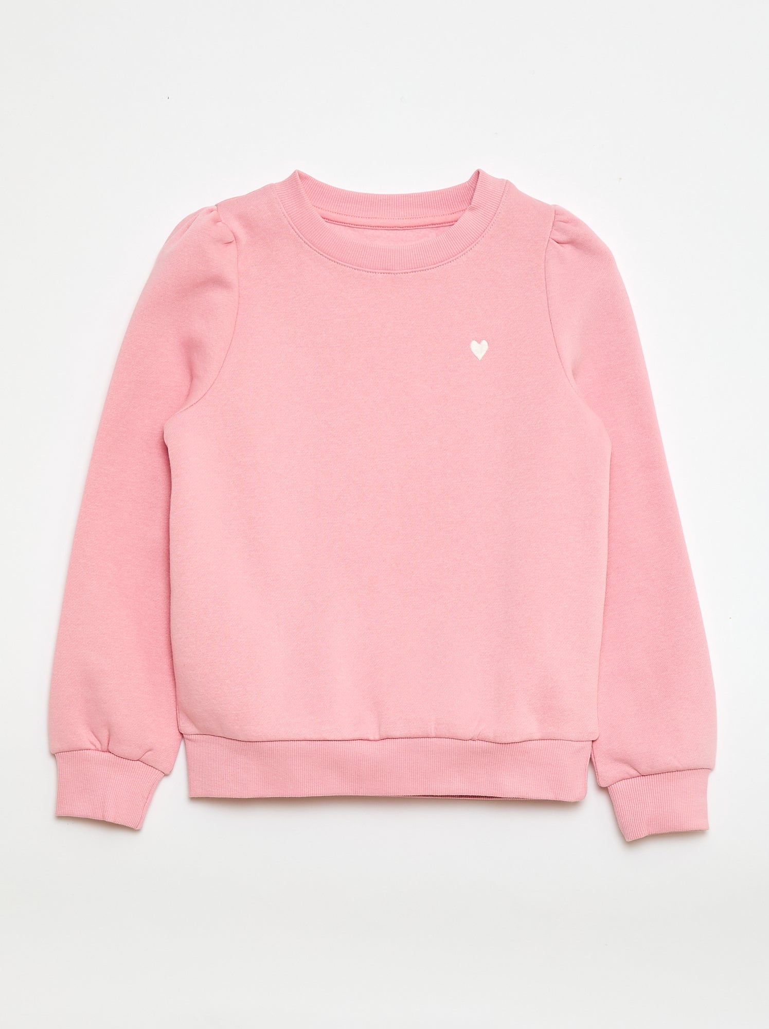 Sweatshirt em moletão com bordados e franzidos nos ombros