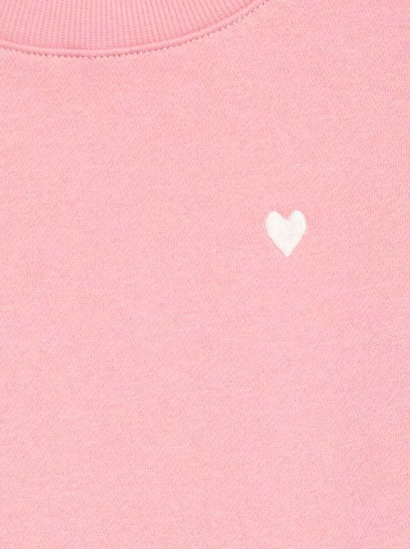 Sweatshirt em moletão com bordados e franzidos nos ombros Rosa - Kiabi