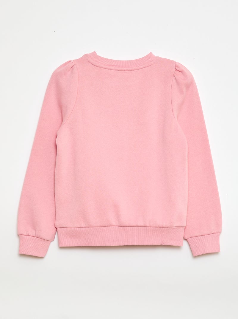 Sweatshirt em moletão com bordados e franzidos nos ombros Rosa - Kiabi