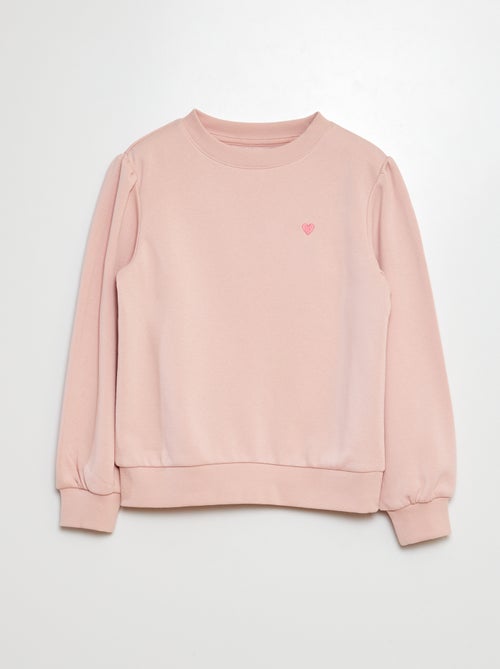 Sweatshirt em moletão com bordados e franzidos nos ombros - Kiabi