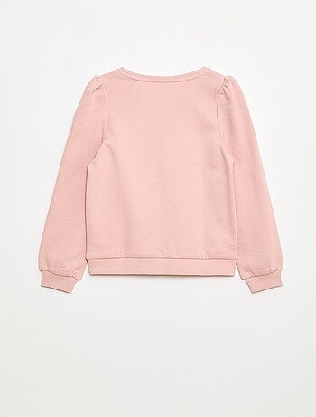 Sweatshirt em moletão com bordados e franzidos nos ombros