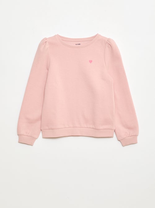 Sweatshirt em moletão com bordados e franzidos nos ombros - Kiabi