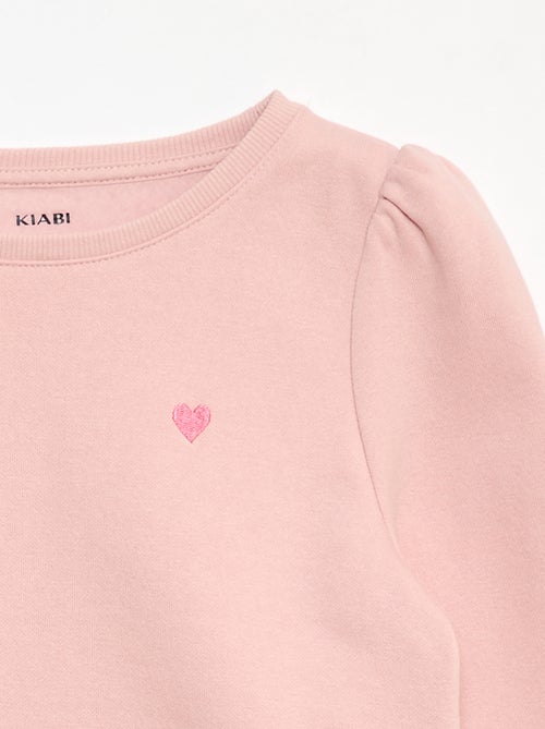 Sweatshirt em moletão com bordados e franzidos nos ombros - Kiabi