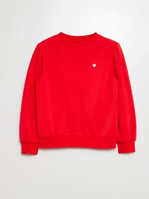 Sweatshirt em moletão com bordados e franzidos nos ombros - Kiabi