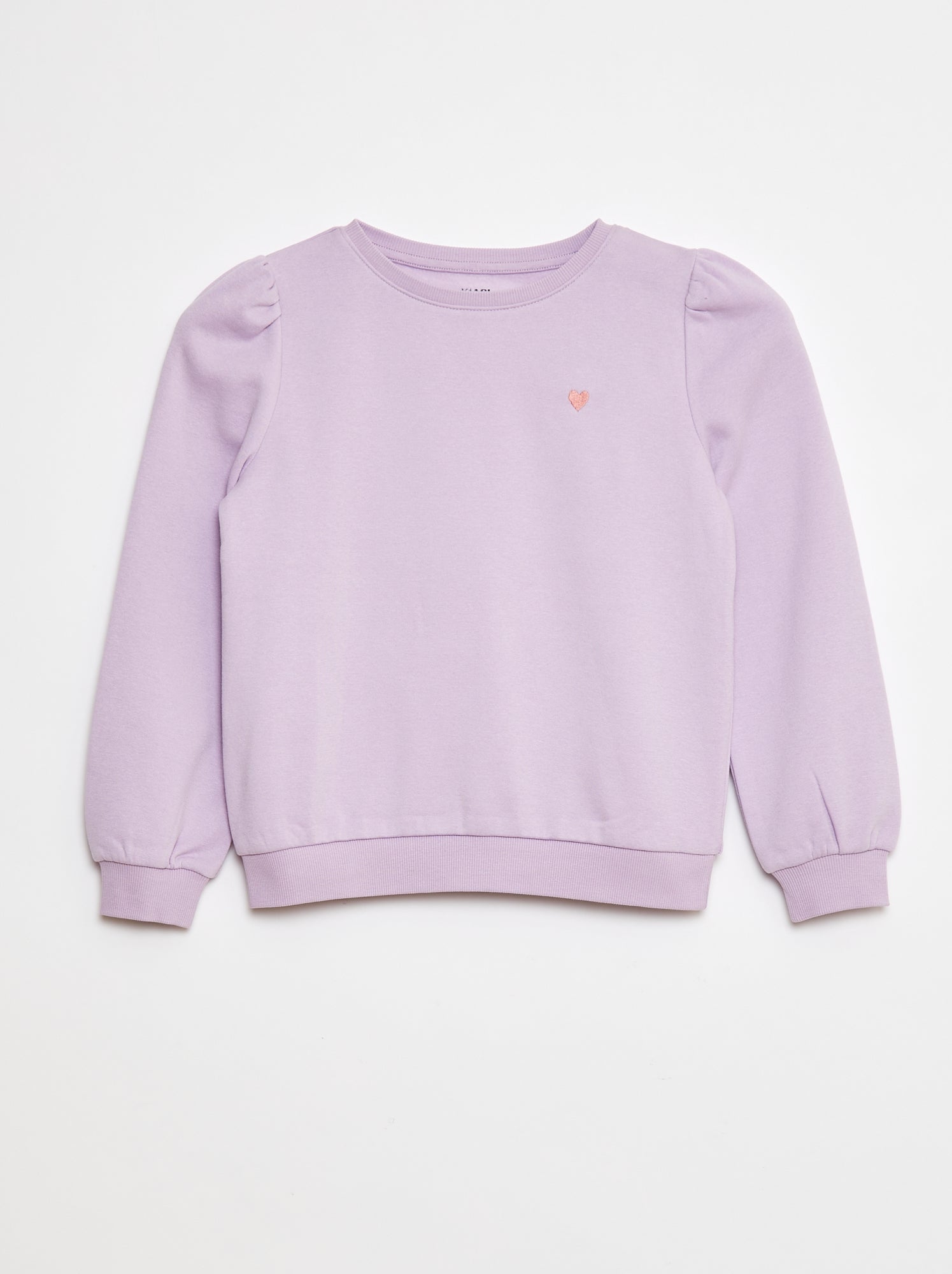 Sweatshirt em moletão com bordados e franzidos nos ombros