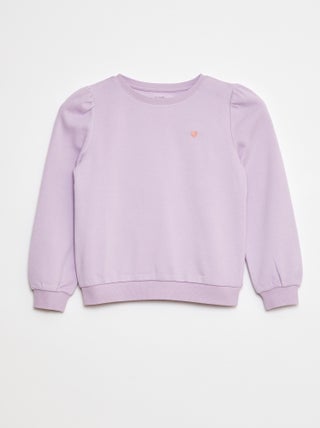 Sweatshirt em moletão com bordados e franzidos nos ombros