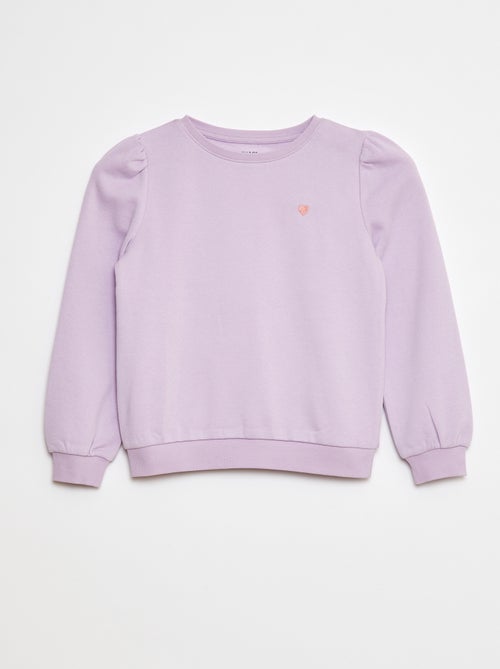 Sweatshirt em moletão com bordados e franzidos nos ombros - Kiabi