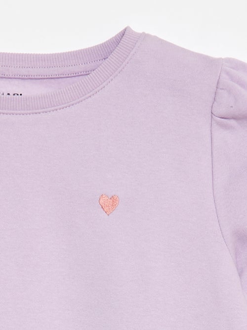 Sweatshirt em moletão com bordados e franzidos nos ombros - Kiabi