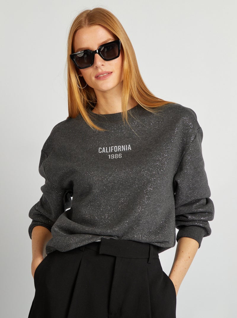 Sweatshirt em moletão com brilhantes CINZA - Kiabi