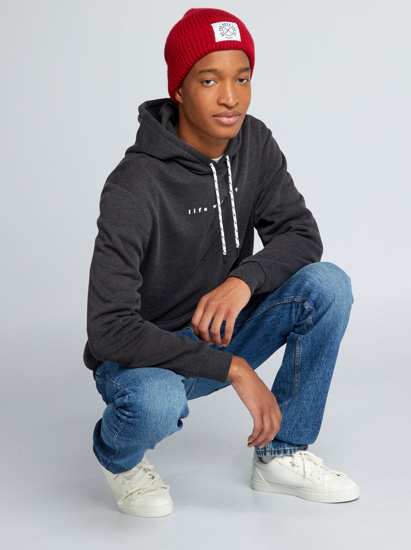 Sweatshirt em moletão com capuz +1m90 CINZA - Kiabi