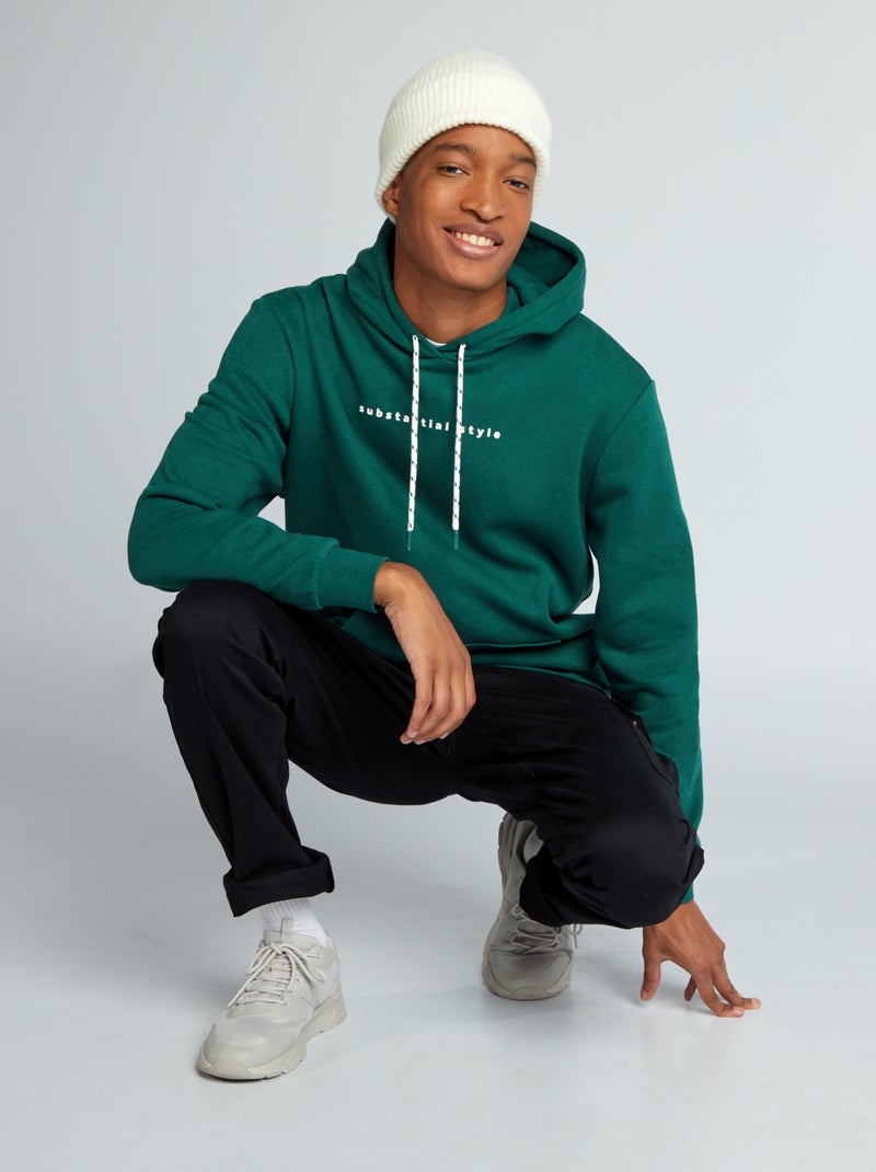 Sweatshirt em moletão com capuz +1m90 VERDE - Kiabi