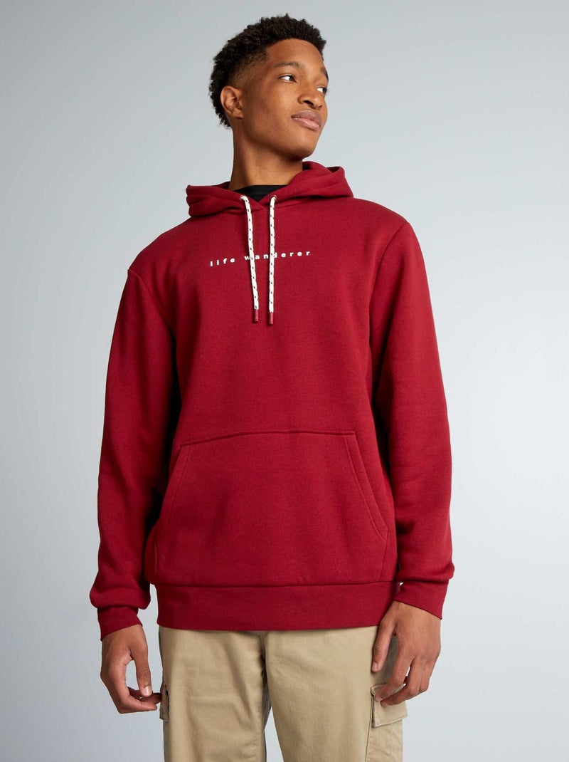 Sweatshirt em moletão com capuz +1m90 VERMELHO - Kiabi