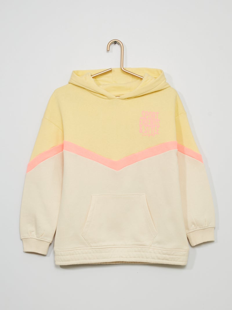 Sweatshirt em moletão com capuz AMARELO - Kiabi