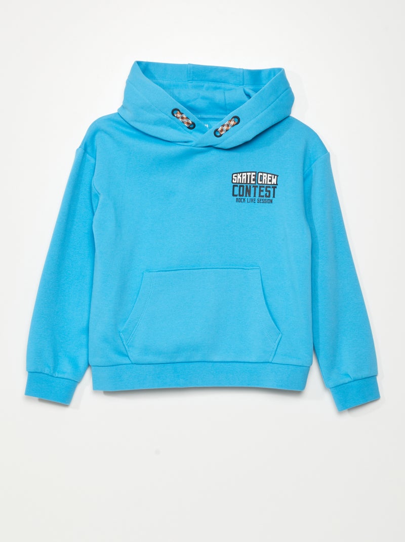 Sweatshirt em moletão com capuz AZUL - Kiabi