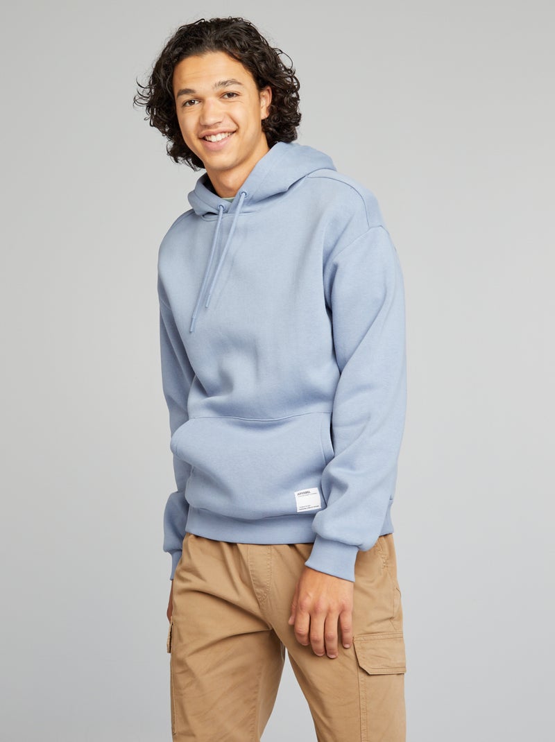 Sweatshirt em moletão com capuz AZUL - Kiabi