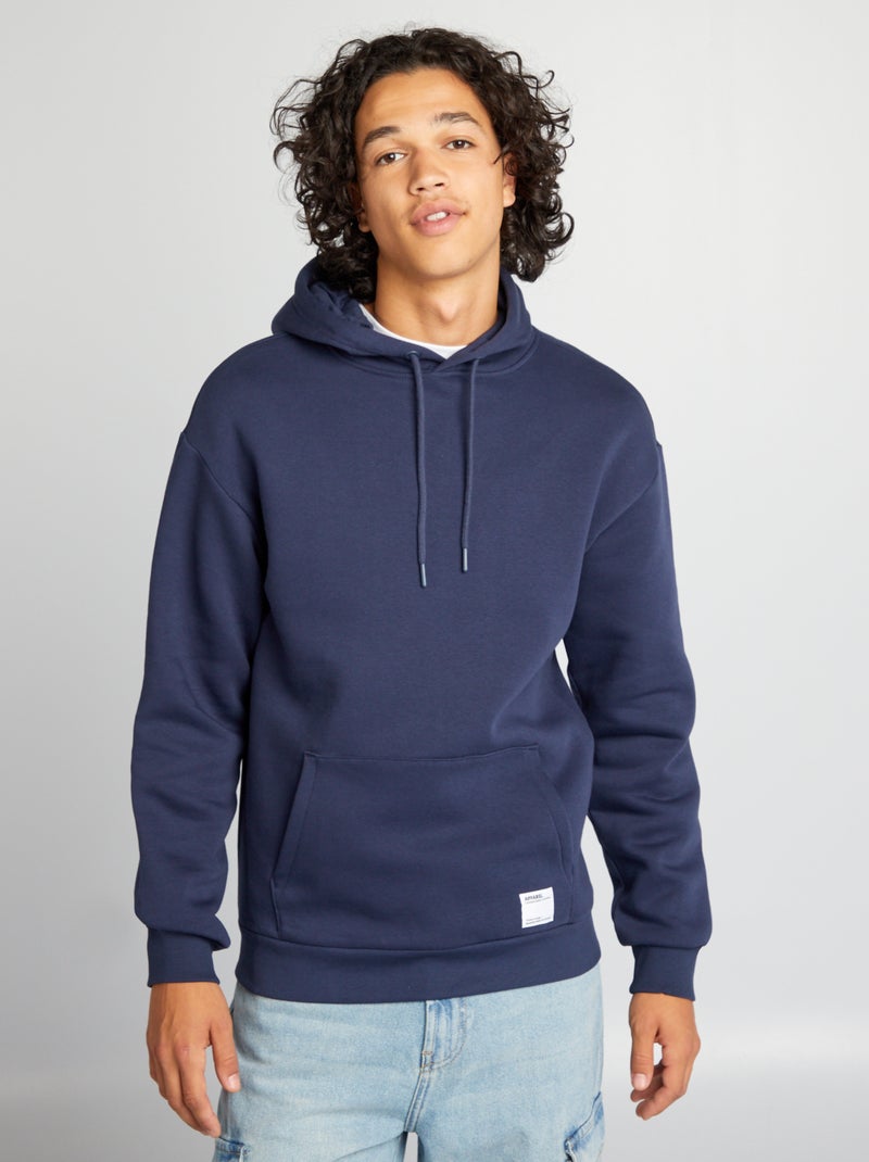 Sweatshirt em moletão com capuz AZUL - Kiabi