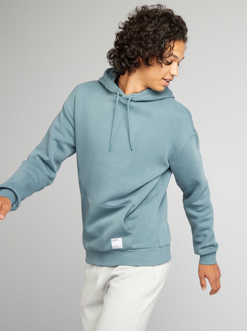 Sweatshirt em moletão com capuz AZUL - Kiabi