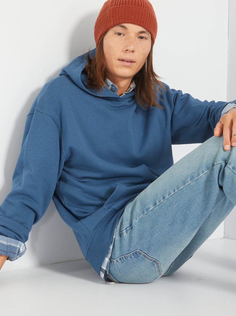 Sweatshirt em moletão com capuz Azul Escuro - Kiabi