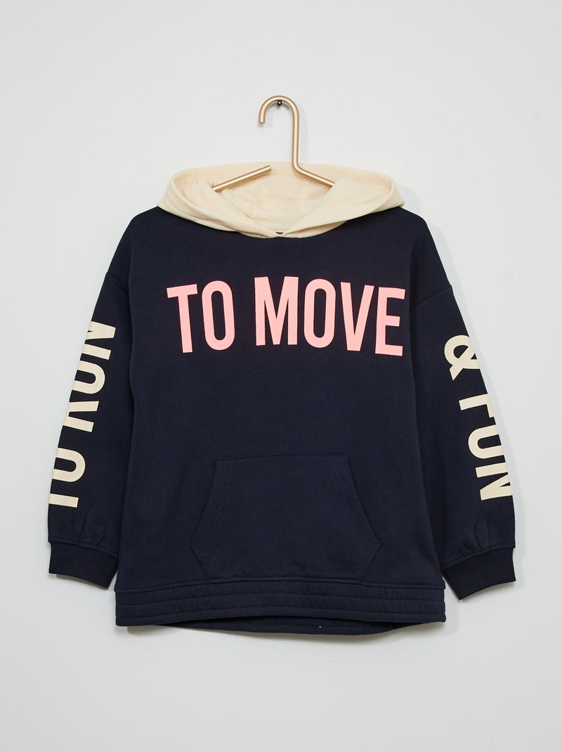 Sweatshirt em moletão com capuz AZUL - Kiabi