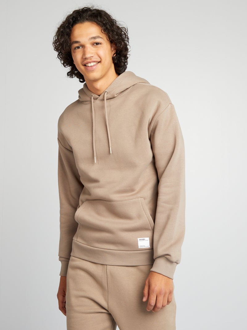 Sweatshirt em moletão com capuz BEGE - Kiabi