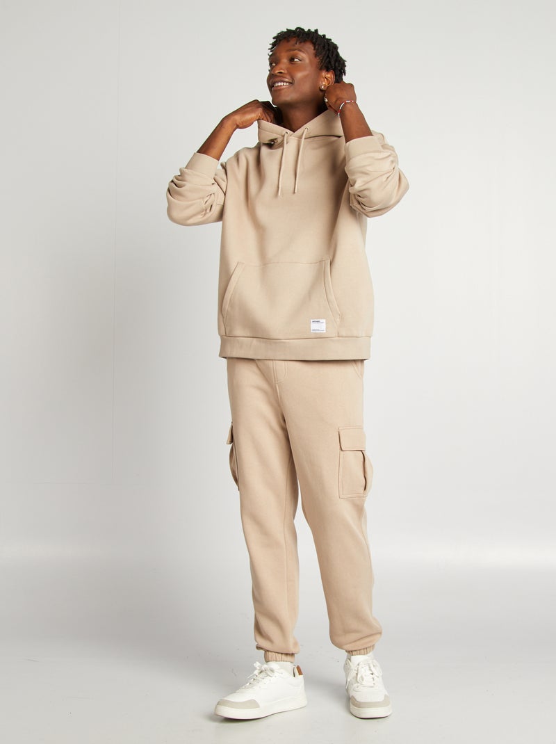 Sweatshirt em moletão com capuz bege - Kiabi