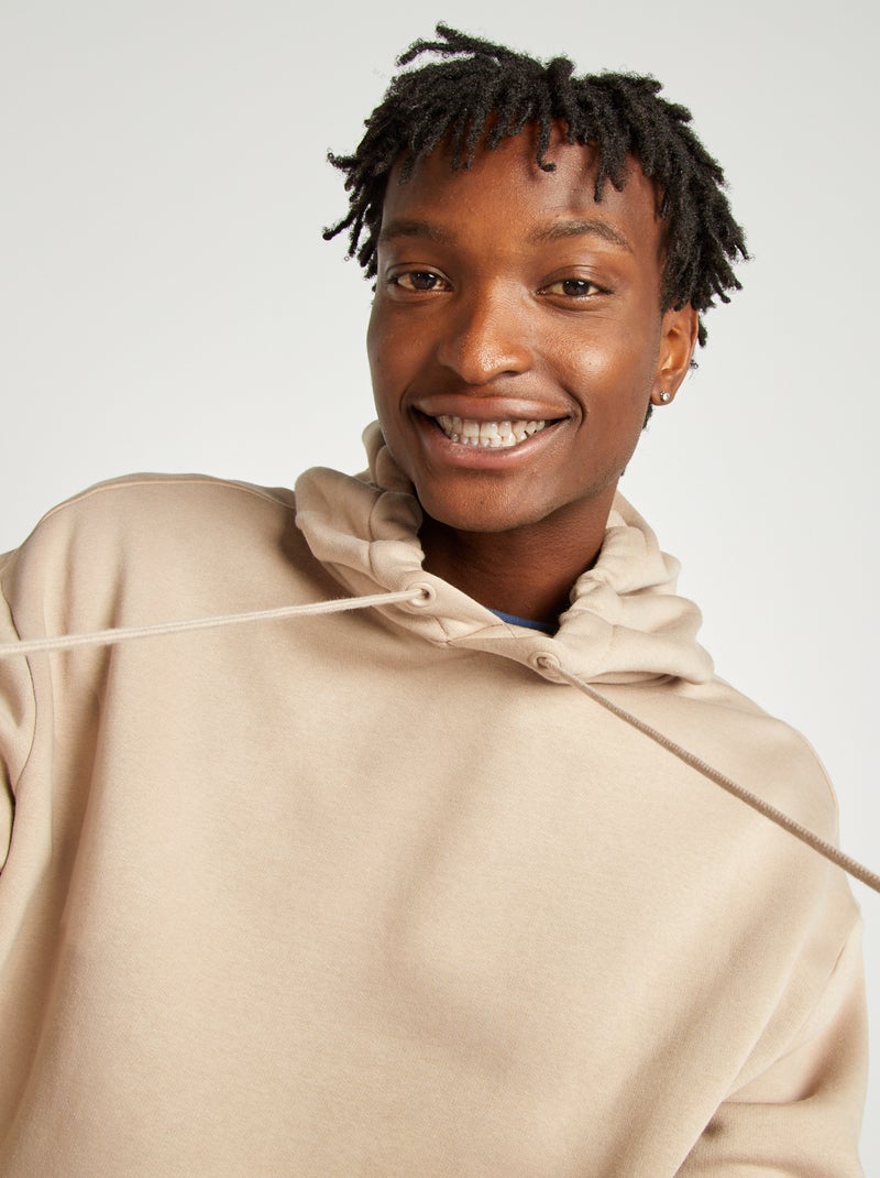 Sweatshirt em moletão com capuz bege - Kiabi