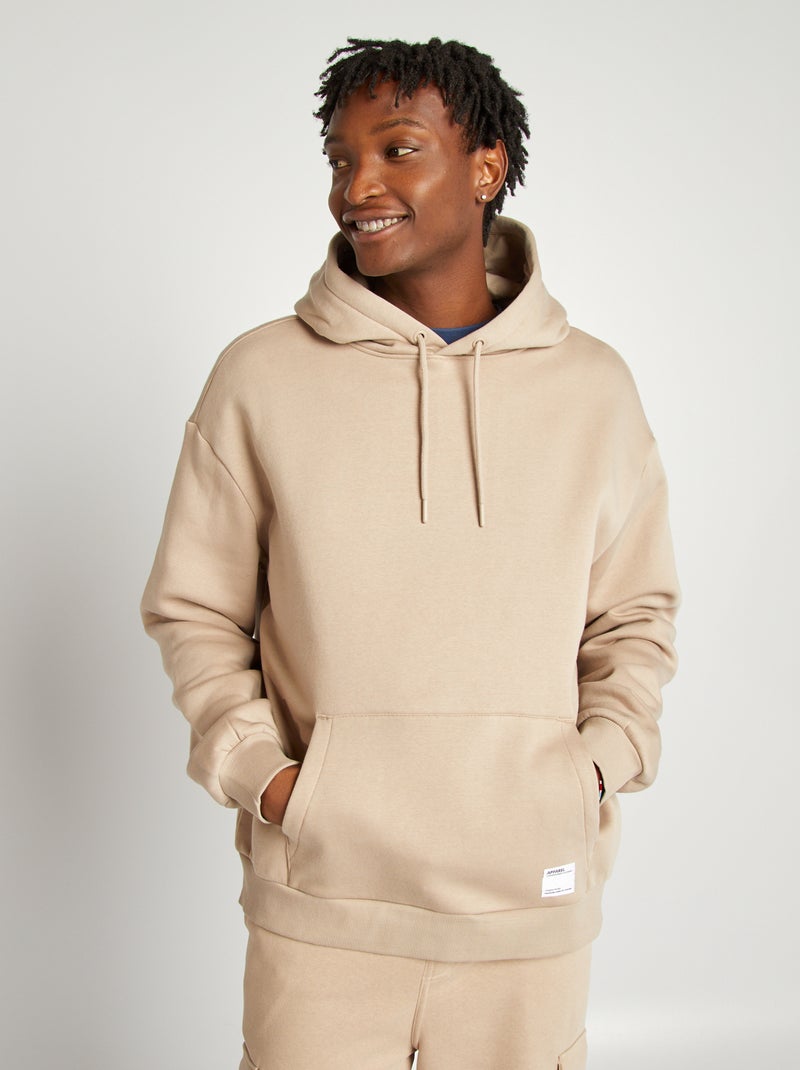Sweatshirt em moletão com capuz bege - Kiabi