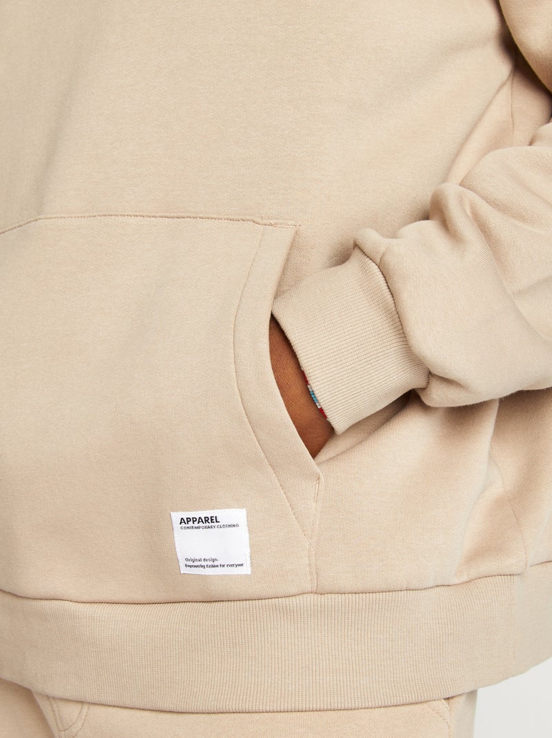 Sweatshirt em moletão com capuz bege - Kiabi
