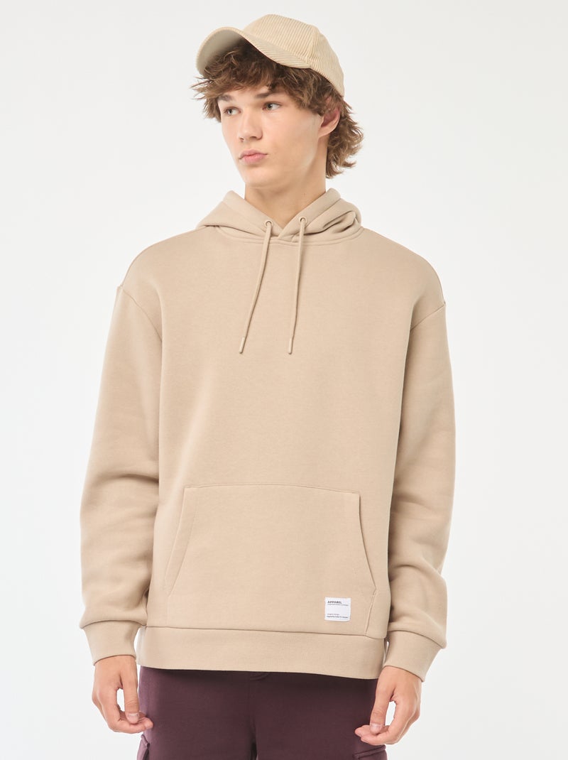 Sweatshirt em moletão com capuz Bege - Kiabi