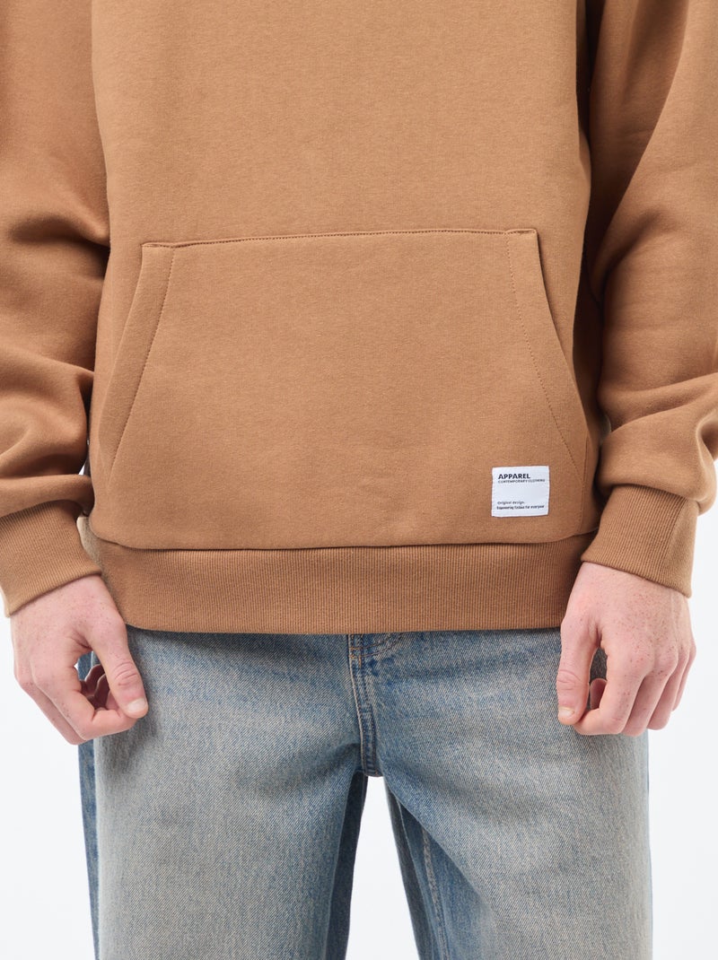 Sweatshirt em moletão com capuz Bege - Kiabi
