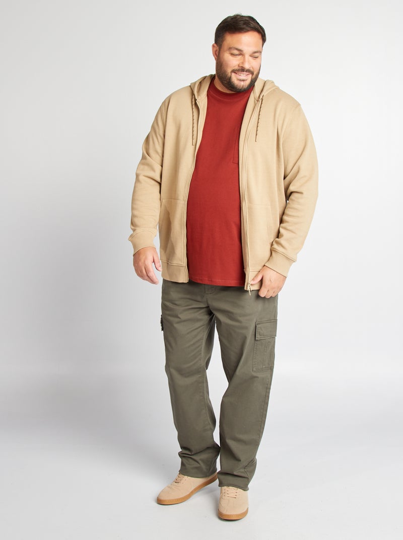 Sweatshirt em moletão com capuz BEGE - Kiabi