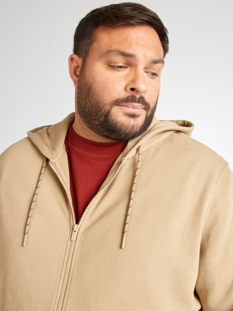 Sweatshirt em moletão com capuz BEGE - Kiabi