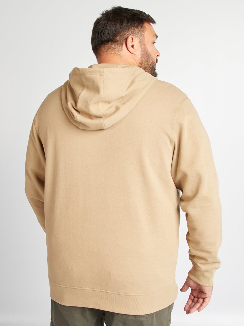 Sweatshirt em moletão com capuz BEGE - Kiabi