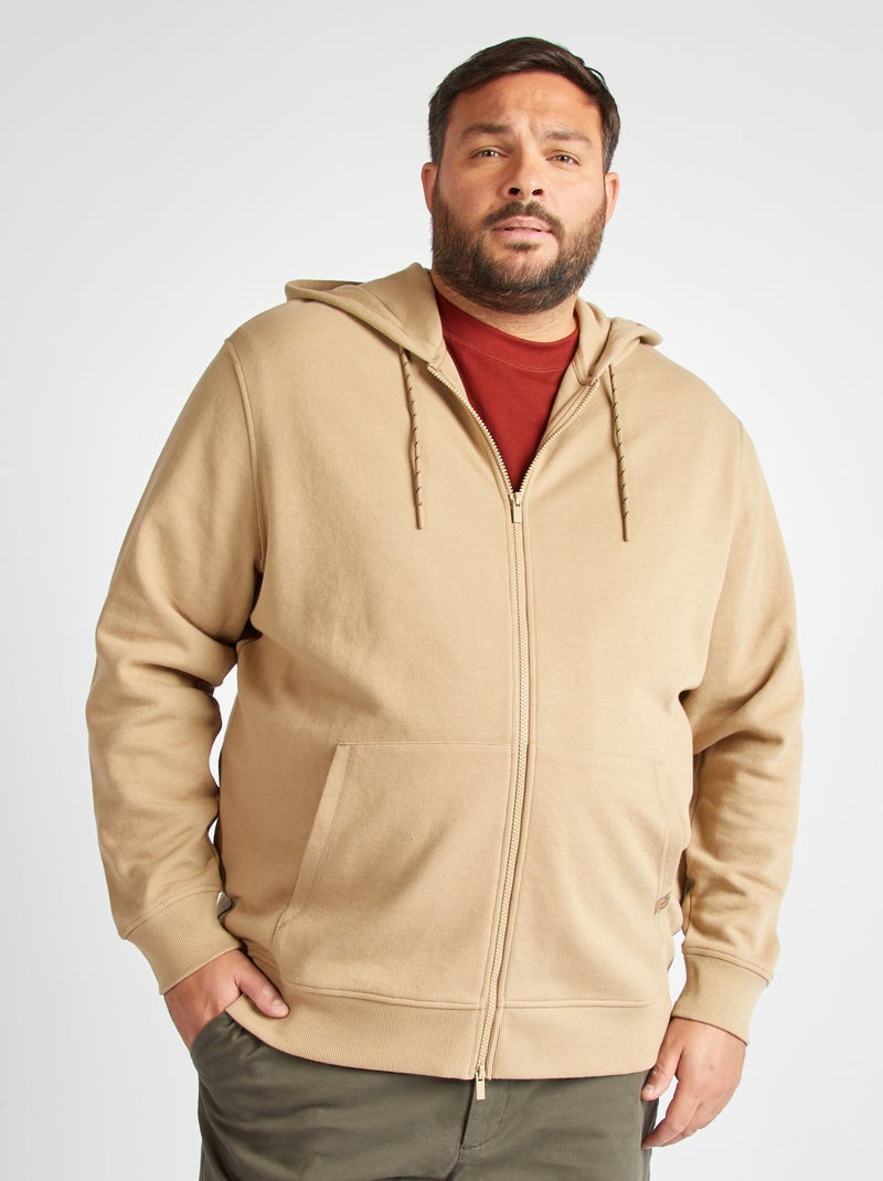 Sweatshirt em moletão com capuz BEGE - Kiabi