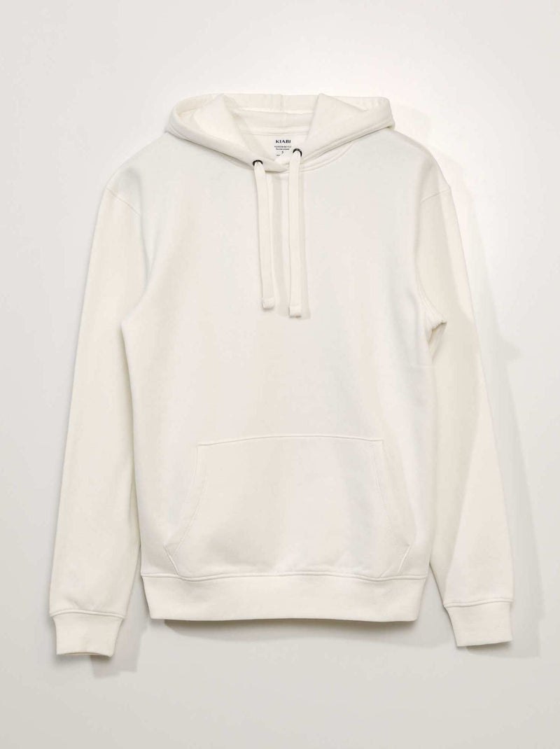Sweatshirt em moletão com capuz BRANCO - Kiabi