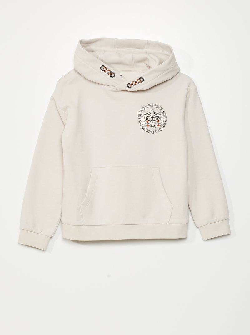 Sweatshirt em moletão com capuz BRANCO - Kiabi