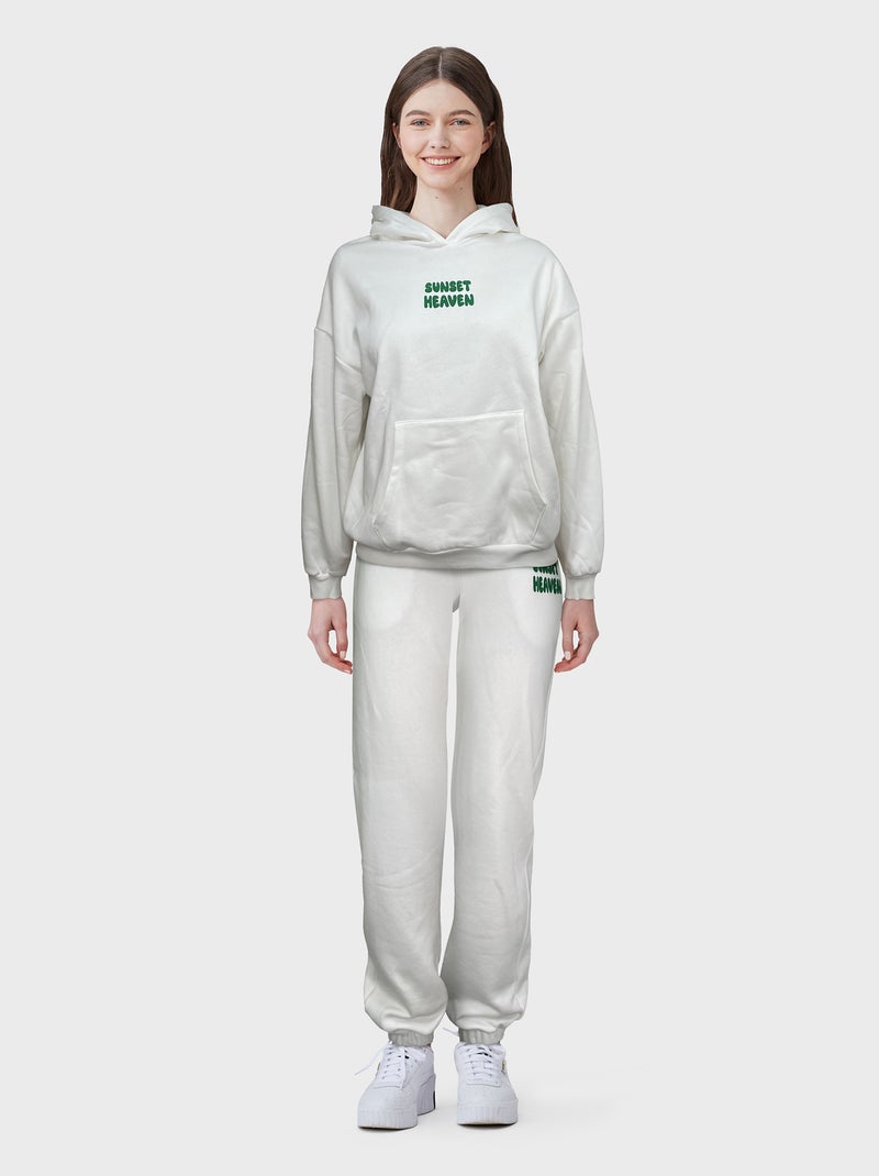 Sweatshirt em moletão com capuz Branco - Kiabi