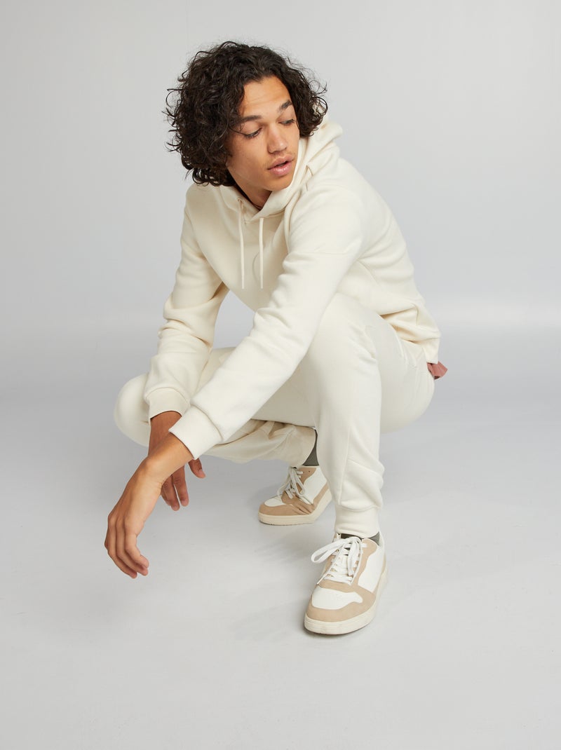 Sweatshirt em moletão com capuz BRANCO - Kiabi