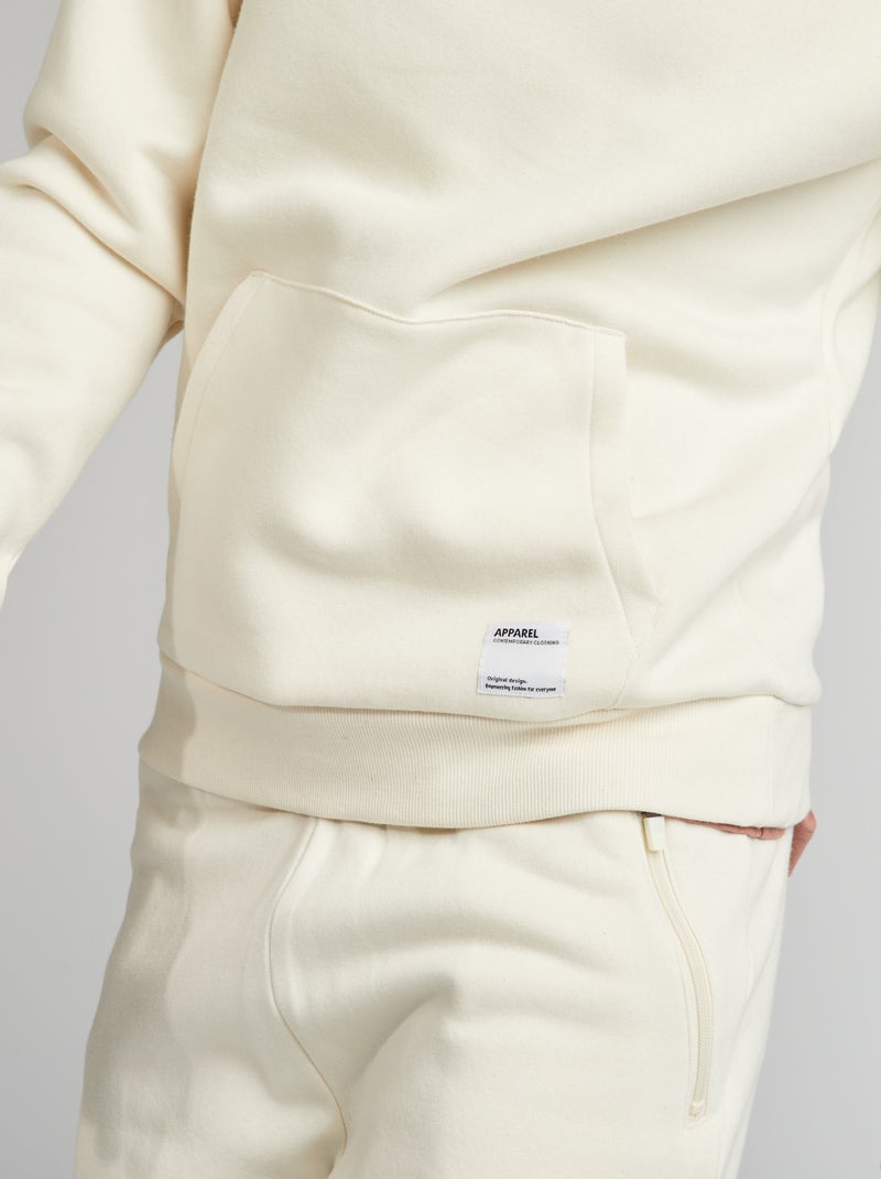 Sweatshirt em moletão com capuz BRANCO - Kiabi