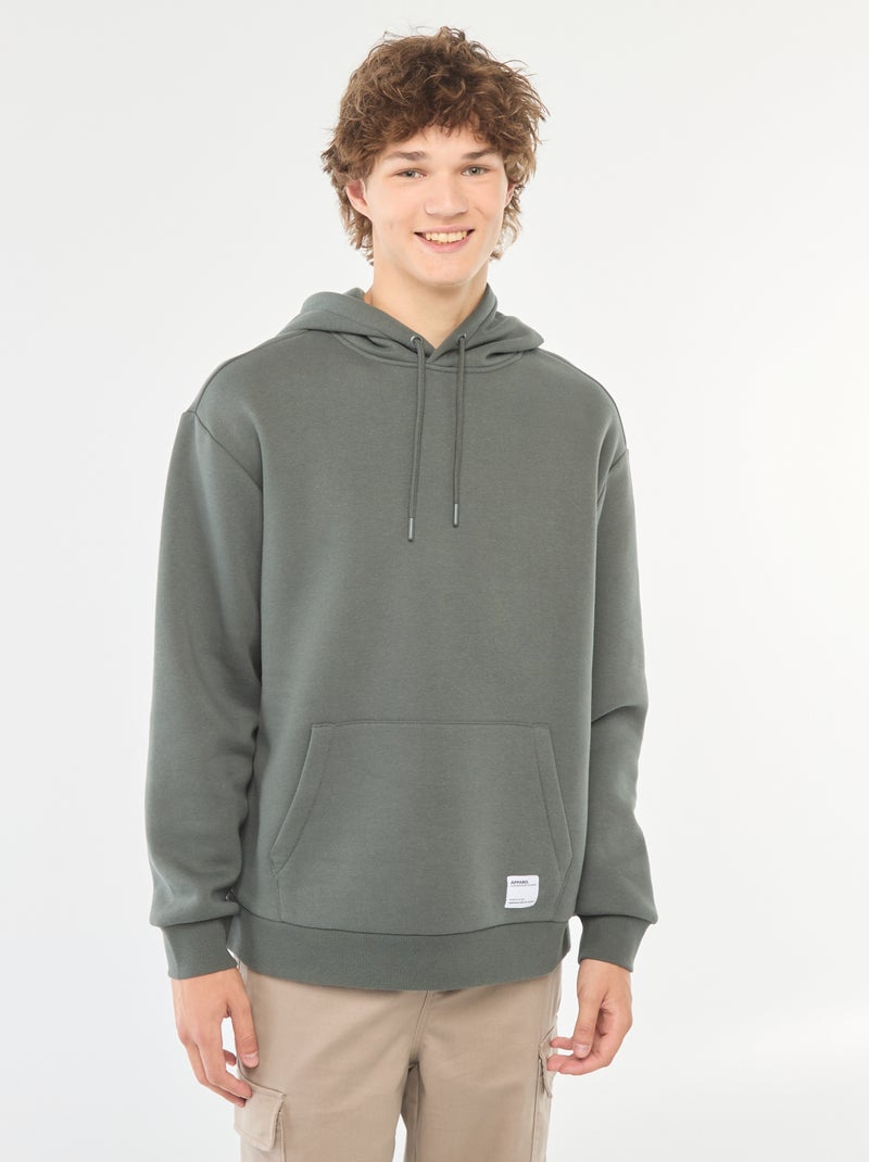 Sweatshirt em moletão com capuz Caqui - Kiabi