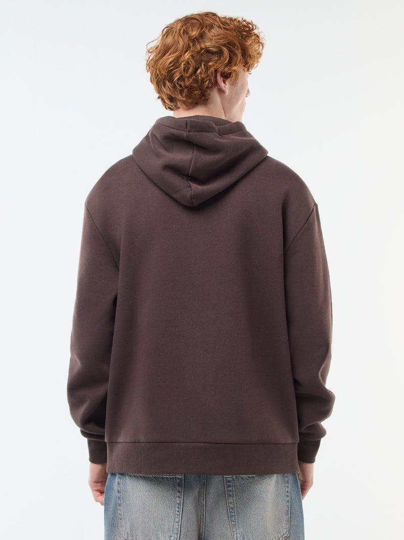 Sweatshirt em moletão com capuz Castanho - Kiabi