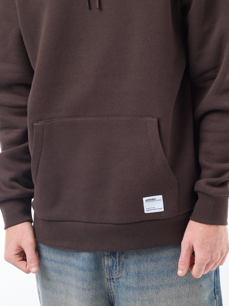 Sweatshirt em moletão com capuz Castanho - Kiabi