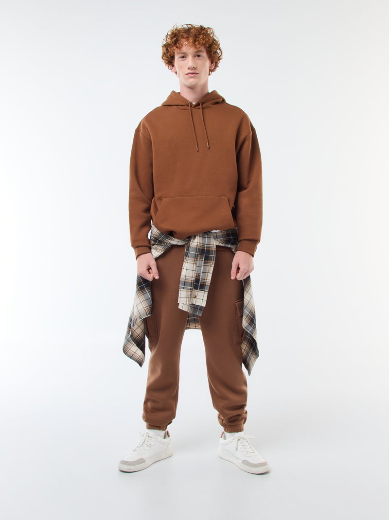 Sweatshirt em moletão com capuz Castanho - Kiabi