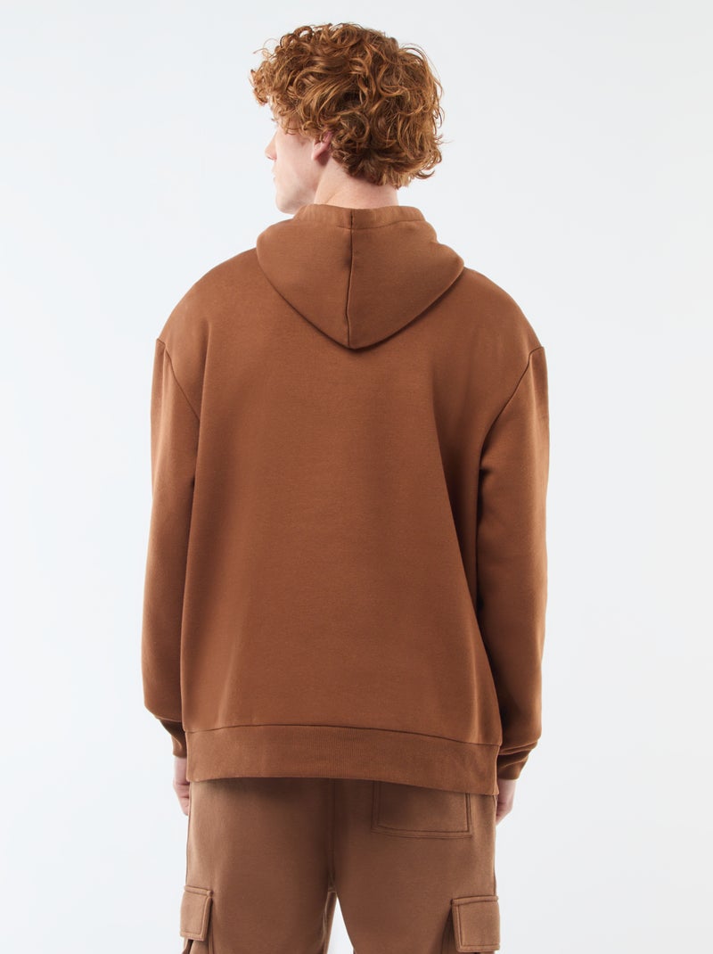 Sweatshirt em moletão com capuz Castanho - Kiabi
