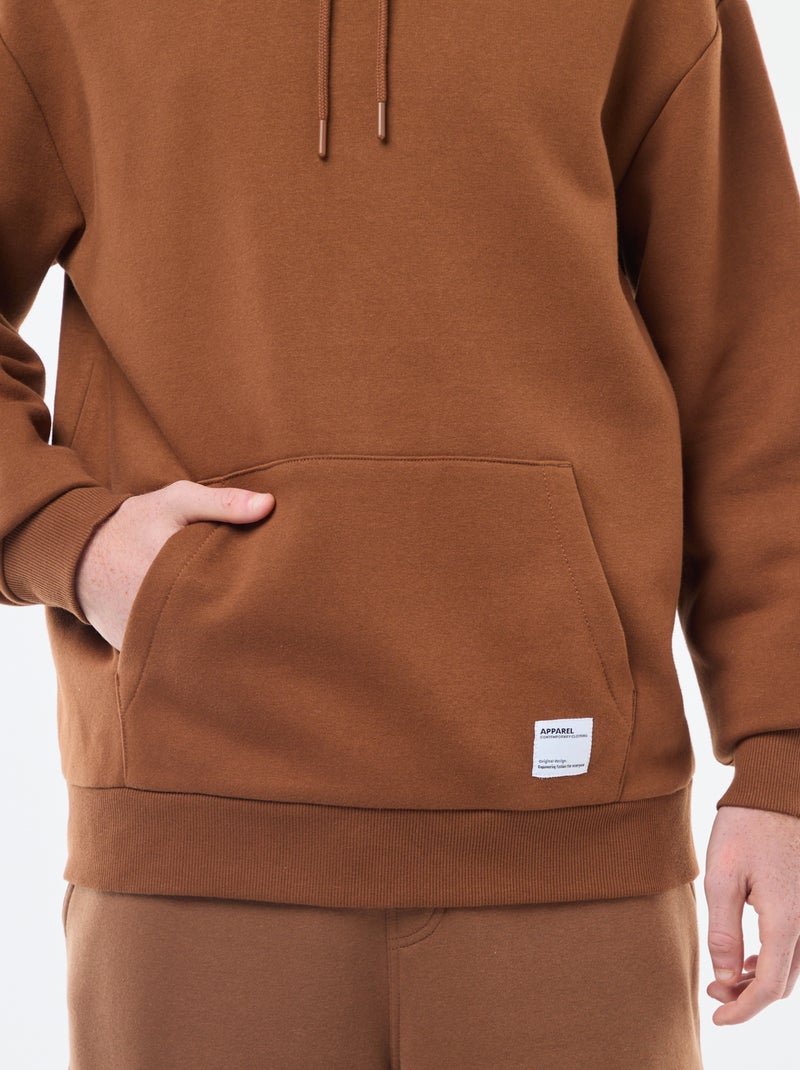 Sweatshirt em moletão com capuz Castanho - Kiabi