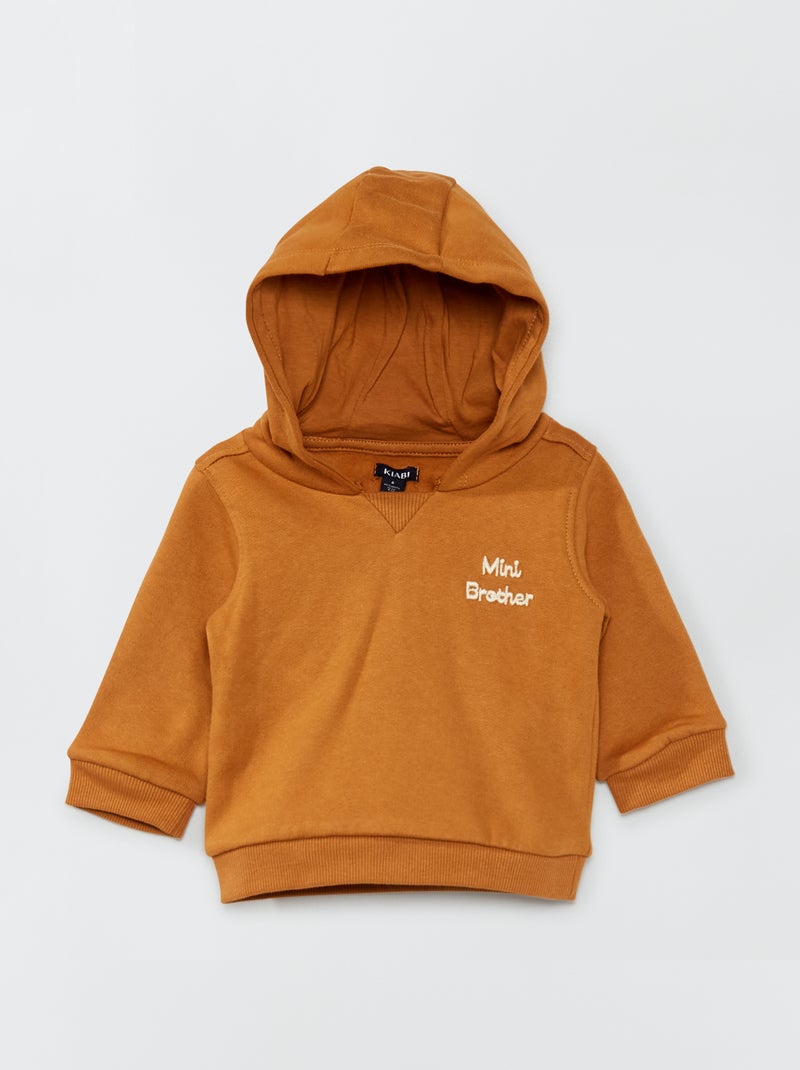 Sweatshirt em moletão com capuz CASTANHO - Kiabi