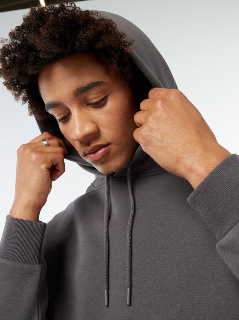 Sweatshirt em moletão com capuz Cinza - Kiabi