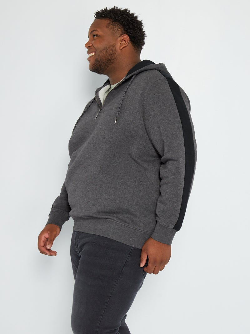 Sweatshirt em moletão com capuz CINZA - Kiabi