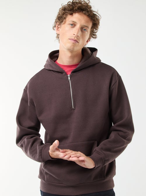 Sweatshirt em moletão com capuz com fecho na gola - Kiabi